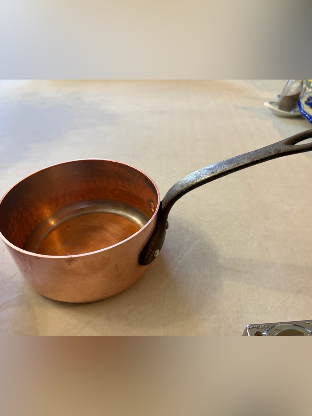Copper Saucepan with Iron Handle - Copper